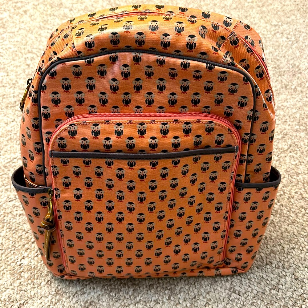 Fossil peach owl print backpack